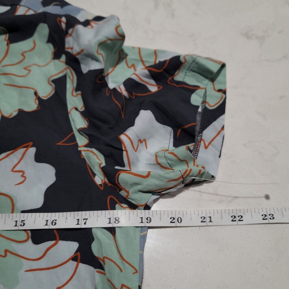 Topman Spliced Floral Hibiscus Viscose Green & BLUE Tropical Hawaiian Shirt NWOT - Picture 4 of 10